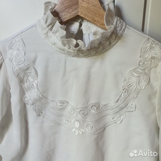 Блузка белая для девочек 140см