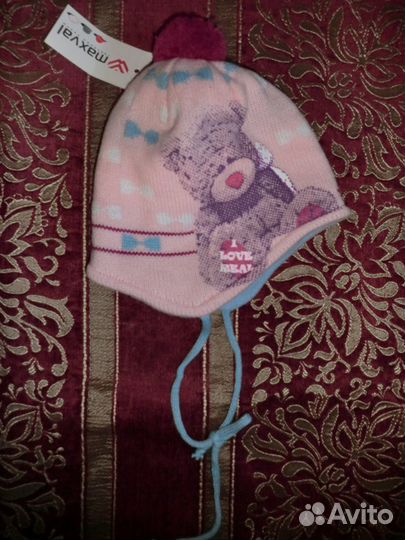 Новая шапка мишка maxval розовая