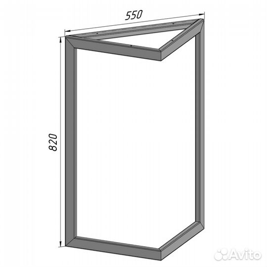 Подстолье опора для стола 820 550 50х25 треугольное металлическое барное черное Лофт