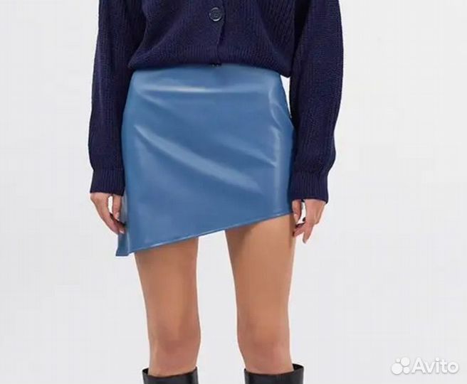 Юбка со скошенным низом экокожа (М)