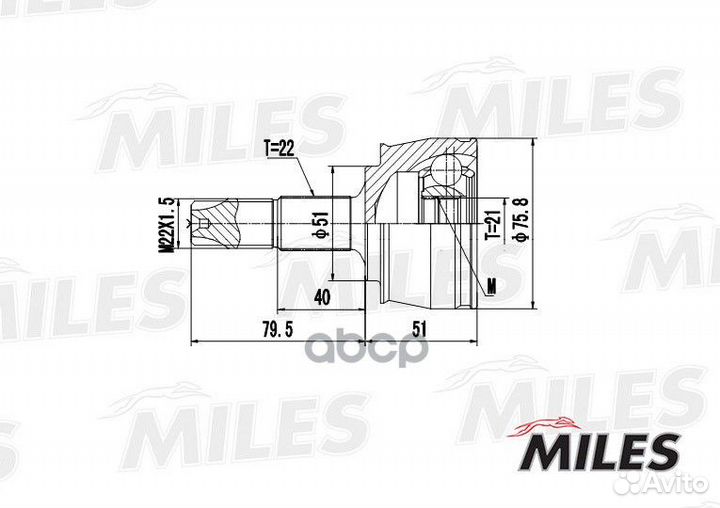 Шрус fiat punto 1.4 05- нар. ga20094 Miles