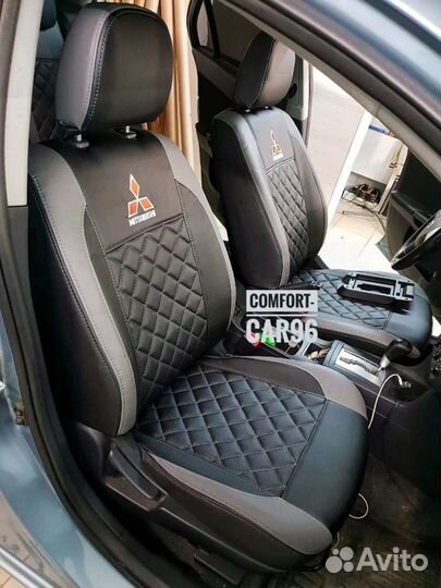 Авточехлы экокожа ромб Mitsubishi Lancer 10