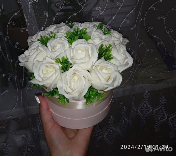 Мыльные розы в коробке