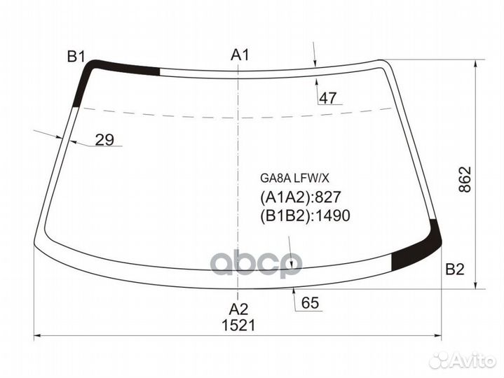 Стекло лобовое Mazda 626 92-97 / Cronos 91-95