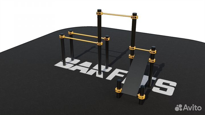 T-014 Турник, брусья, скамья для пресса D89 пласт