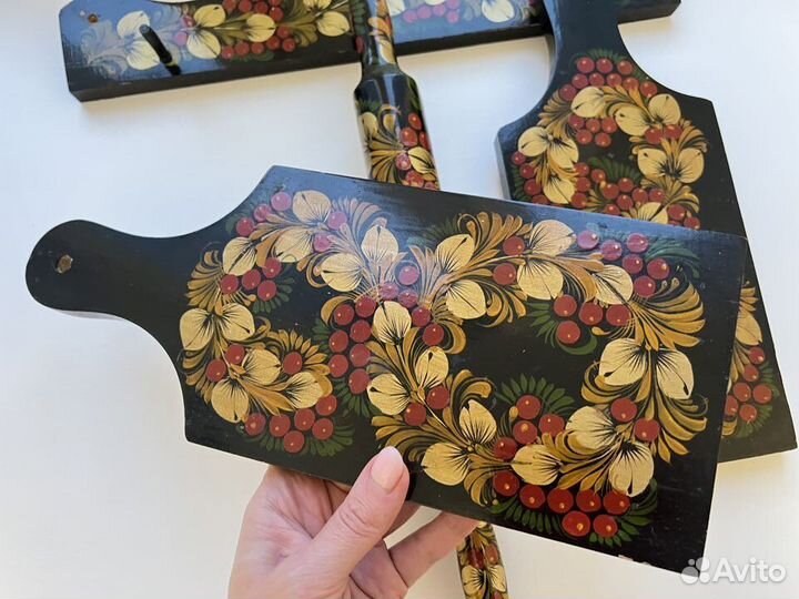 Набор разделочных досок и скалка Хохлома Винтаж