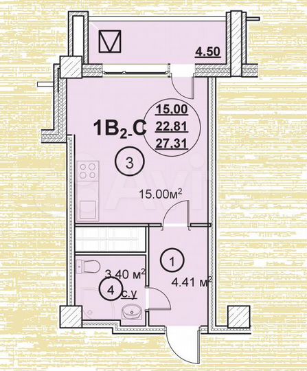 Квартира-студия, 27,3 м², 17/20 эт.