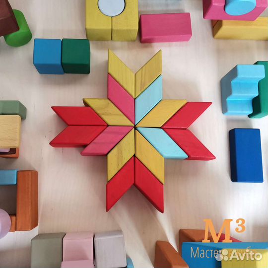 Деревянный конструктор 226 элементов цветной