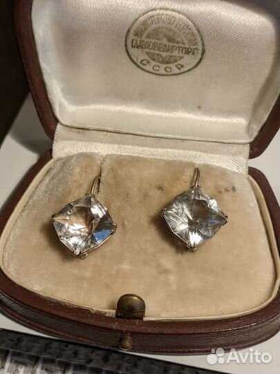 Серьги с горным хрусталем. Серебро 875