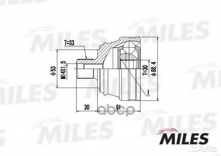 Шрус audi 80 1.6-2.0 86-96 нар. GA20571 Miles