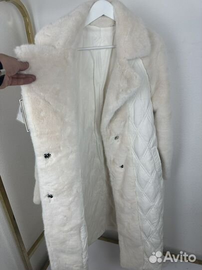 Пуховик пальто женский с эко мехом под норку новый