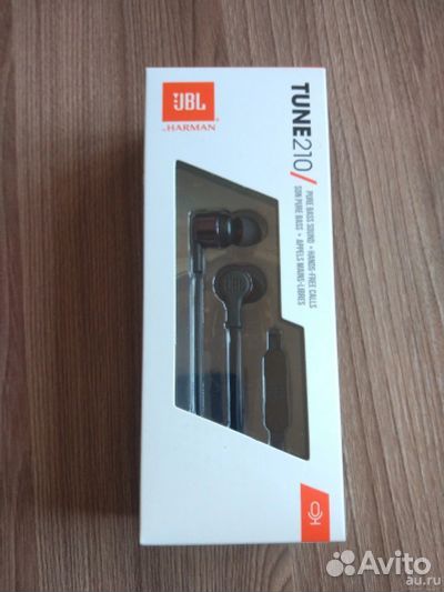 Наушники с микрофоном JBL T210, 3.5 мм, вкладыши