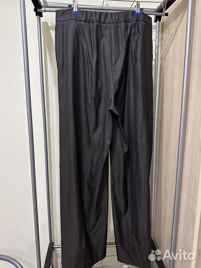 Длинные широкие женские брюки шоколадные