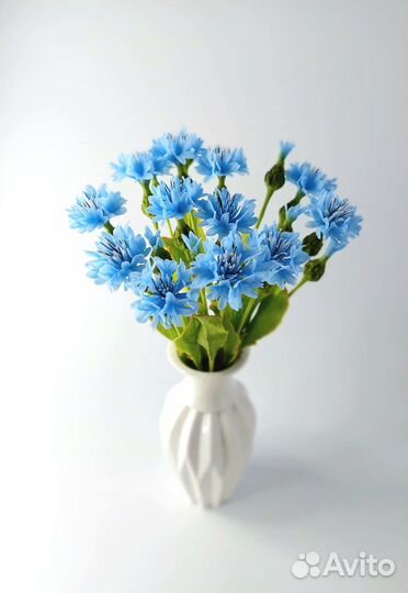 Васильки из полимерной глины, холодный фарфор