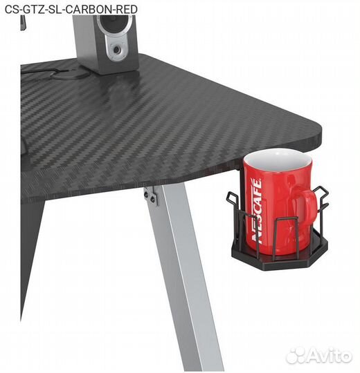 Компьютерный стол cactus GTZ-RED игровой Тёмно-сер