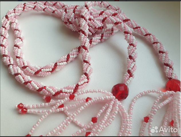 Лариат-Колье-Жгут-Пояс бисер на кистях с бусинками