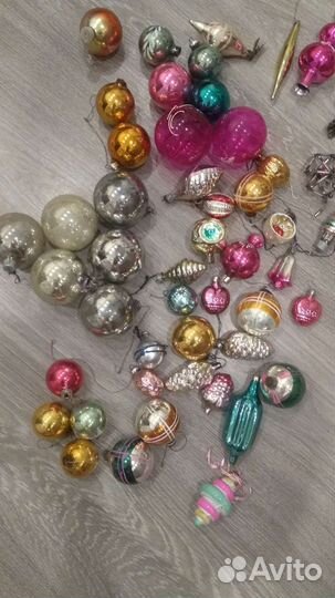 Елочные игрушки СССР на прищепке, стеклянные шары