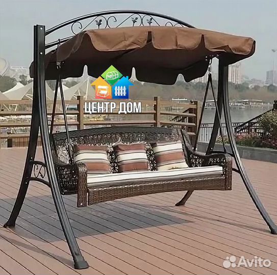 Качели садовые ротанг