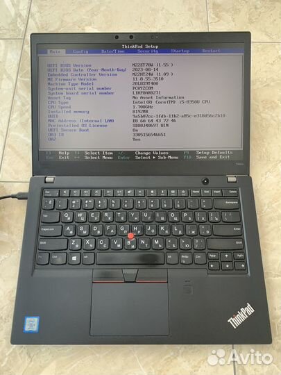 Мощный Thinkpad T480s без SSD и бп