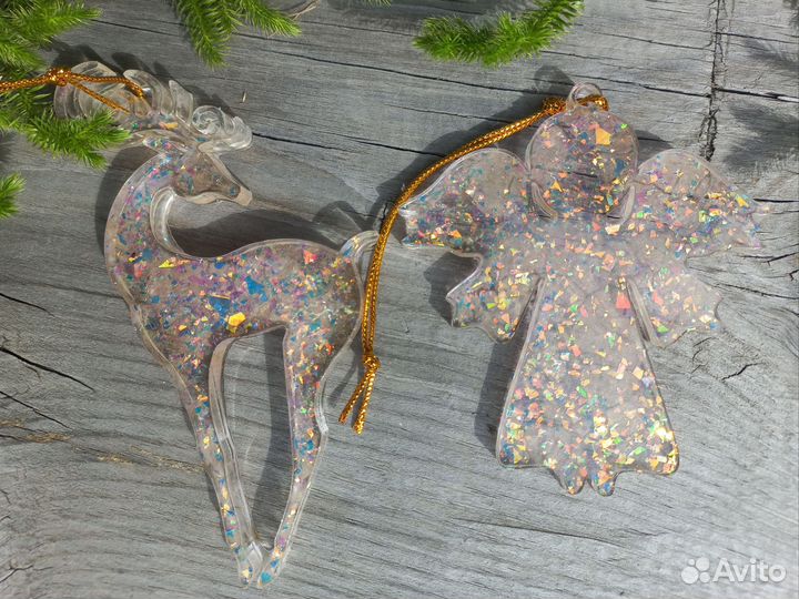 Елочные игрушки из эпоксидной смолы