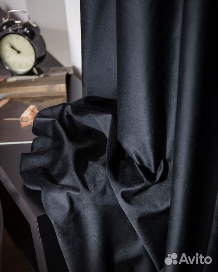 Портьеры бархат Беллиссимо Черный шторы