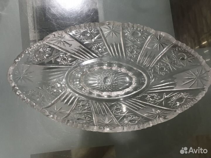 Хрустальная ладья или ваза для фруктов большая