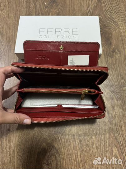 Новый Кошелёк ferre collezioni красный кожанный