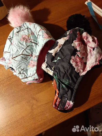 Шапка для девочки на полкладке с варежками