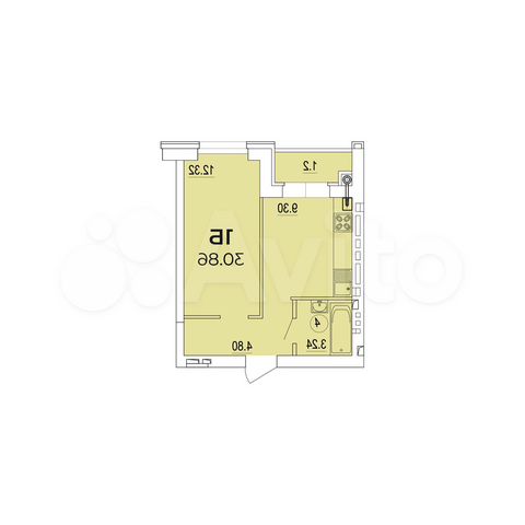 1-к. квартира, 30,3 м², 1/5 эт.