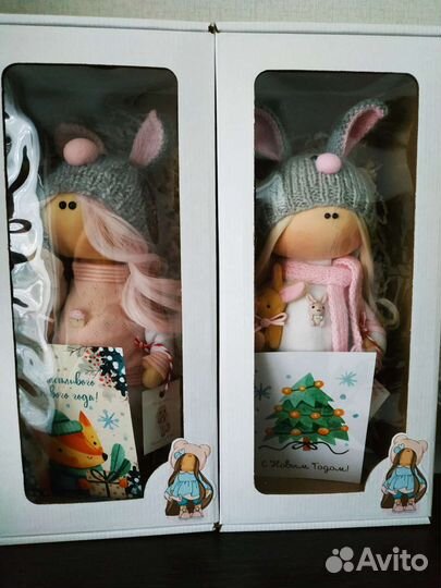 Интерьерная текстильная кукла Зайка ручной работы