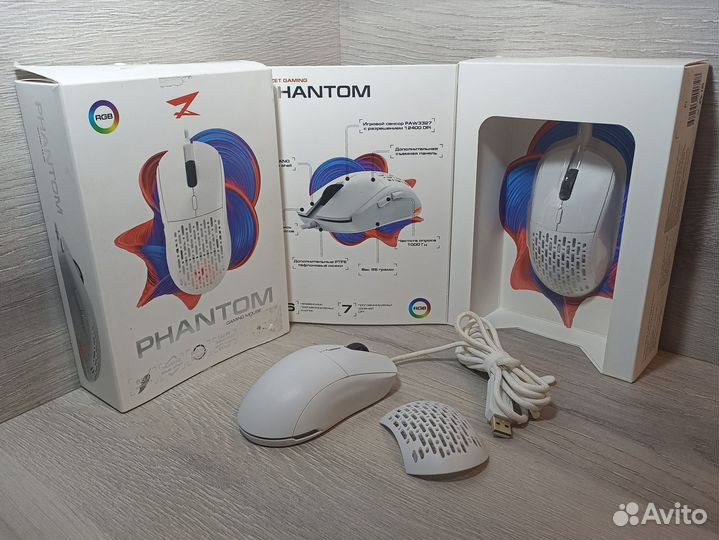 Мышь игровая ZET gaming Phantom белый