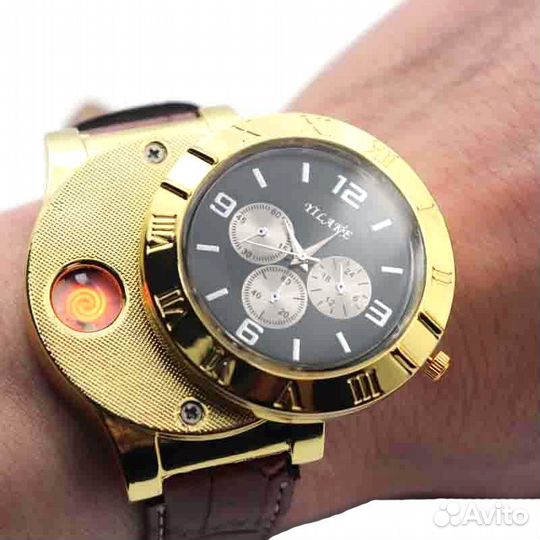 Часы-зажигалка спиральная F780, золотые