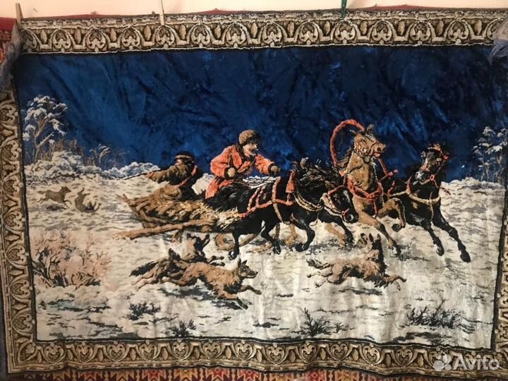 Плюшевый ковер-гобелен СССР 50-60 годов