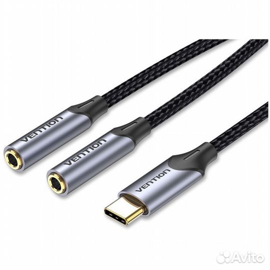 Адаптер USB-C(m) - 2xJack3.5 F Vention #371107