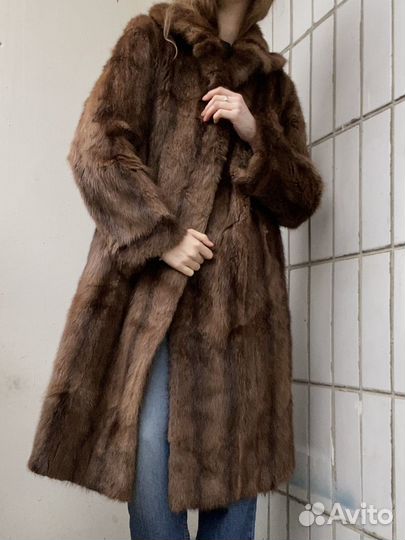 Шуба винтажная из меха куницы длинная
