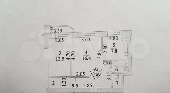 2-к. квартира, 52 м², 3/7 эт.