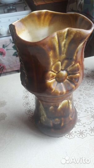 Ваза для цветов цветное стекло и керамика СССР