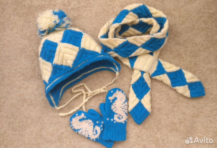 Зимняя шапка+шарф+варежки (комплект)