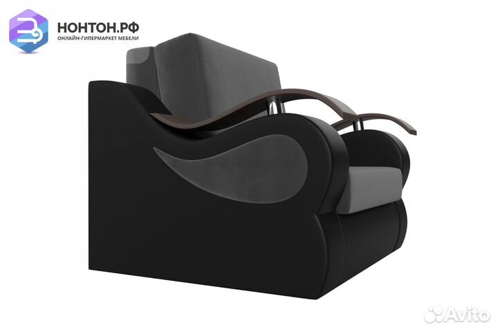 Кресло аккордеон Меркурий велюр серый / экокожа че