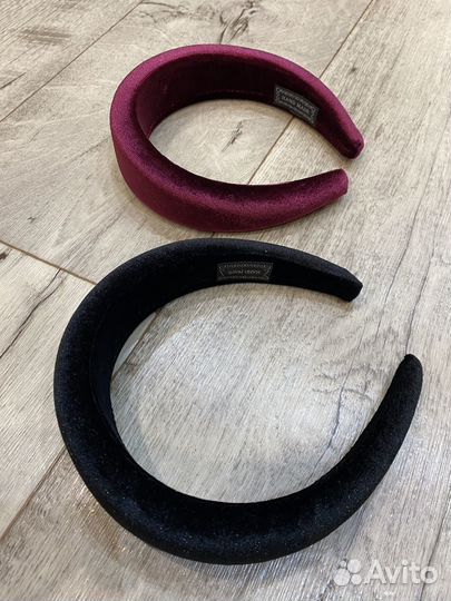 Ободок ручной работы черный бордовый