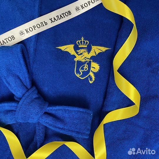 Мужской махровый халат с вышивкой на заказ