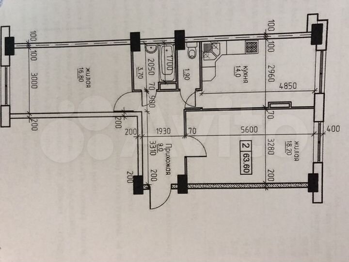 2-к. квартира, 63,6 м², 9/9 эт.