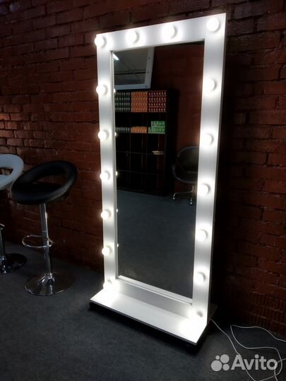 Гримерное зеркало 180/80 с лампочками на подставке