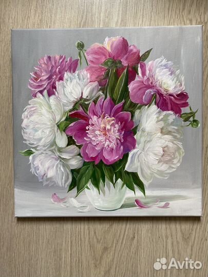Букет пионов. картина маслом