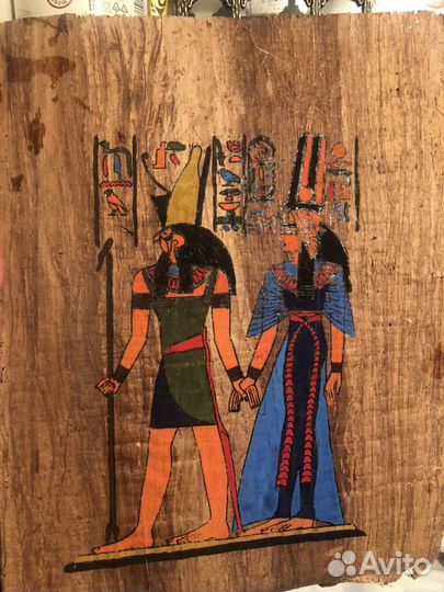 Папирус из Египта Боги Гор и Нефертари