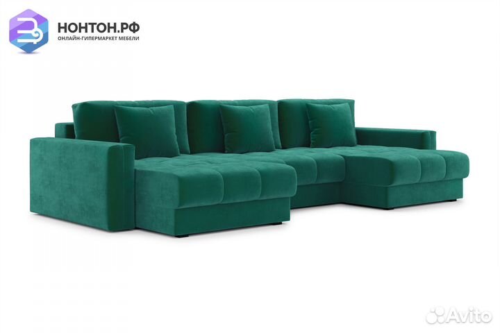 Диван угловой тик-так Монарх М2О1 изумрудный
