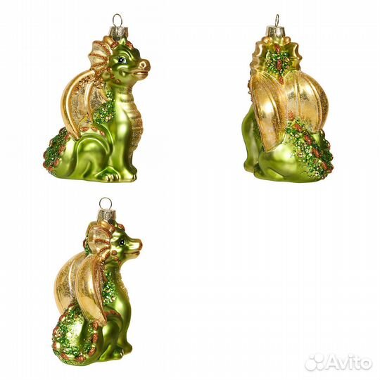 Ёлочные игрушки из стекла Дракон символ 2024 года