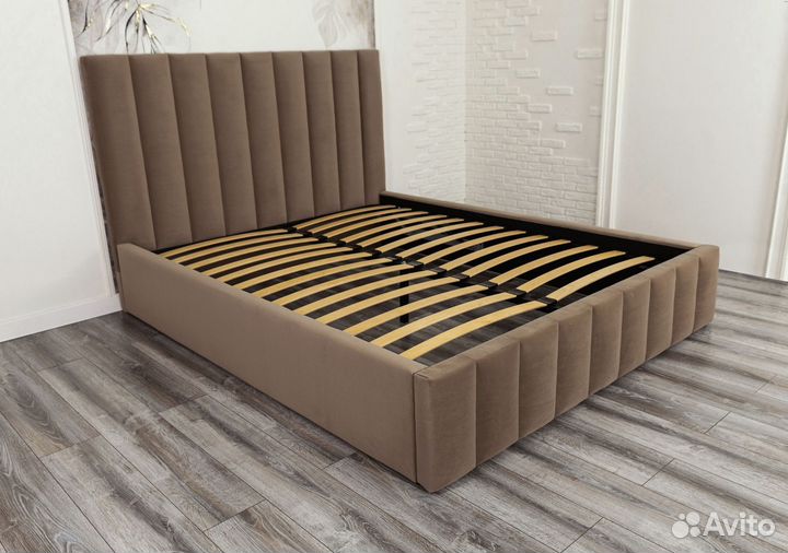Кровать 140х200 Богема велюр кофе