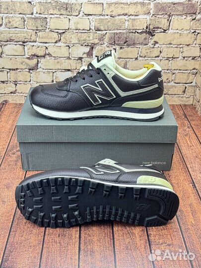 Кроссовки new balance 574 кожаные коричневые