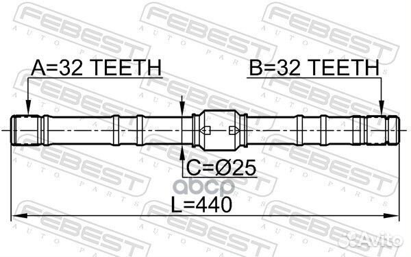 Полуось правая 32x440x32 (nissan primera P11 19